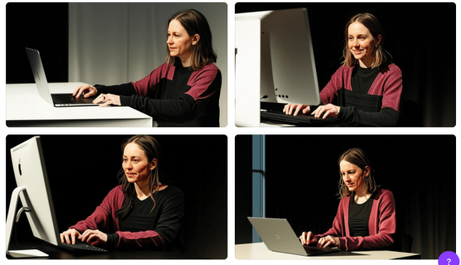 Door AI gegenereerde afbeeldingen van mezelf ofzo aan een laptop